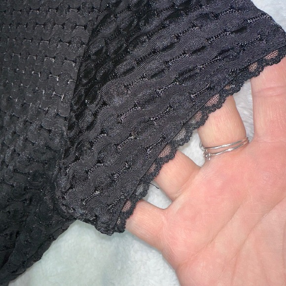 Vintage Black Sheer Overlay S Babydoll Dress V-neck Long Formal Prom Y2K 90s 80s - Picture 5 of 12